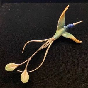 Franz Porcelain Long Tailed Hummingbird Pin